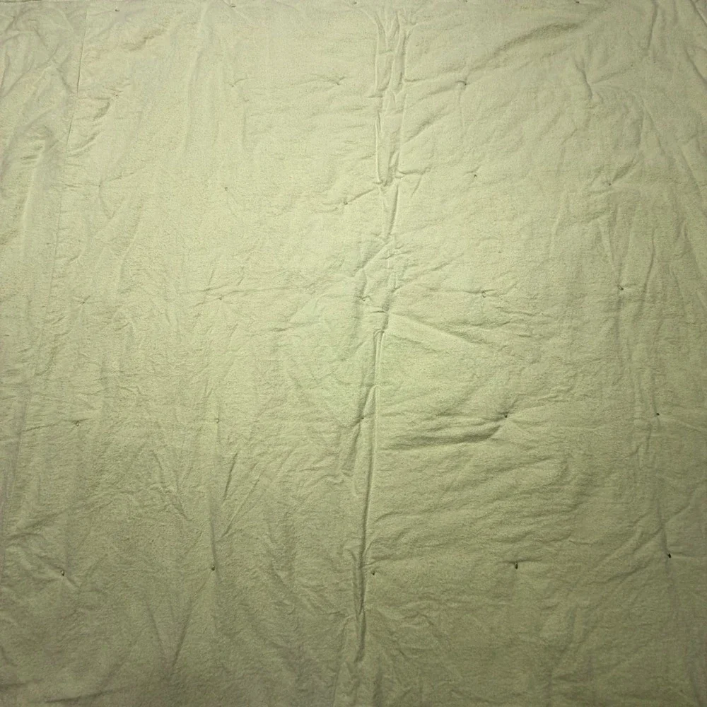Vintage 80s Bird Botanical Tied Quilt Sage‎ Green Cotton Lap Blanket 42x50